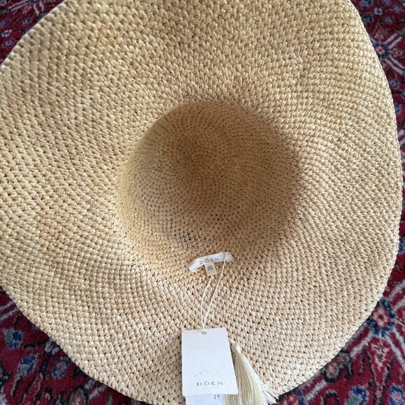 NWT DOEN TAFT NATURAL RAFFIA WOVEN HAT S/M - Picture 6 of 11